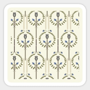 Art Deco Blue Rose Pattern Sticker